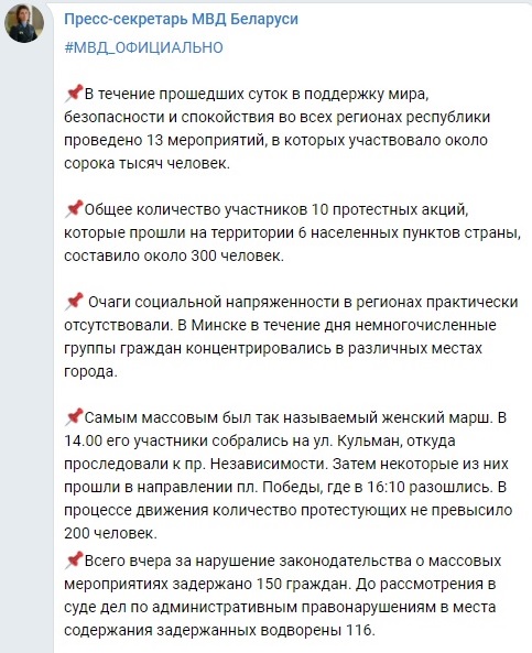 В Беларуси на вчерашних акциях задержали 300 человек, из них половина - в Минске 1