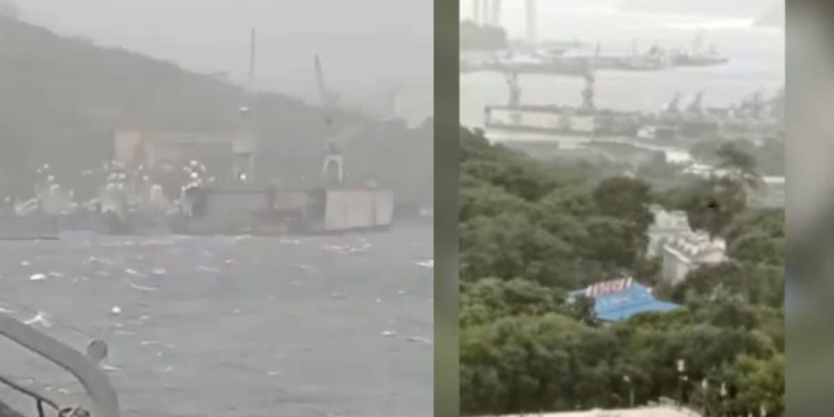 Во Владивостоке оторвало плавучий док и бросило на боевые корабли РФ (ВИДЕО)