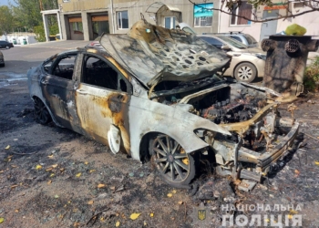 Николаевская полиция расследует поджог машины Жело, которая сгорела ночью на Мореходной (ФОТО)