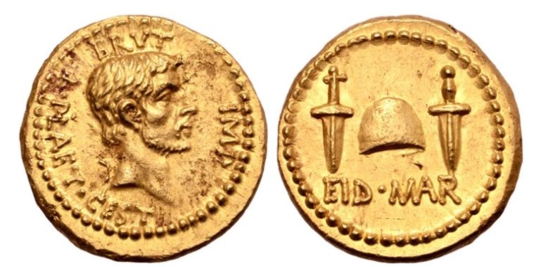 За $3,5 млн на аукционе продали старинную монету, отчеканенную в честь убийства Юлия Цезаря