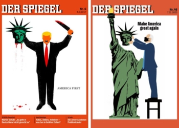 Der Spiegel вышло с обложкой, где Байден возвращает на место голову статуи Свободы, которую «отрезал» Трамп (ФОТО)