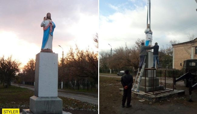 Под Запорожьем на постаменте “декоммунизированного” Ленина поставили Иисуса