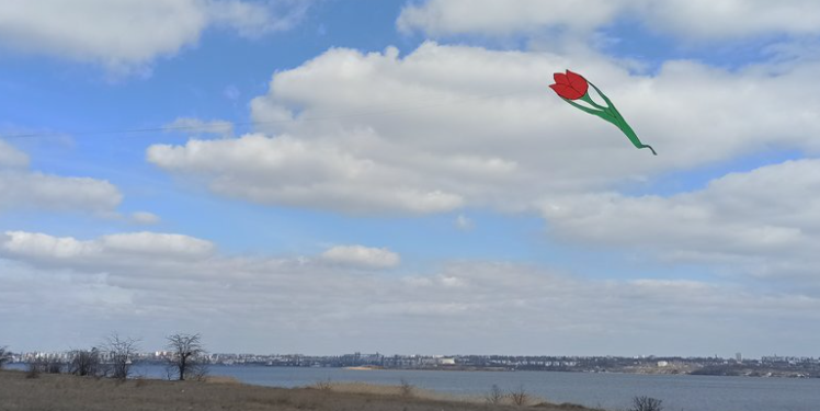 В небо над Николаевщиной запустили семиметровые тюльпаны (ФОТО)