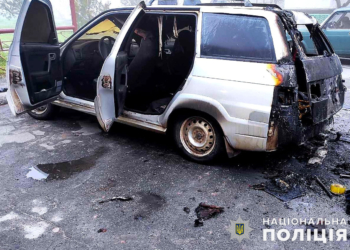 В Николаевском районе в автомобиль ночью бросили бутылку с зажигательной смесью – полиция разбирается