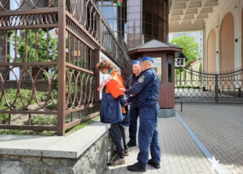 В Киеве мужчина забросал посольство Беларуси мешками с навозом (ВИДЕО)