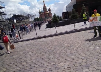 “Проснись, у нас снова царь”. В Москве у мавзолея задержали пикетчика с таким плакатом (ФОТО)