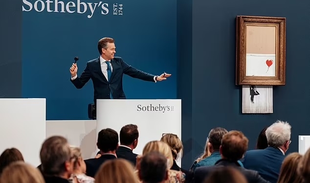 Наполовину уничтоженное произведение Бэнкси продали на Sotheby’s за рекордные 18,6 млн. фунтов (ВИДЕО)