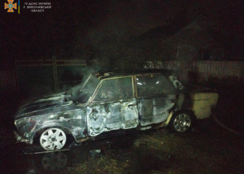 На Николаевщине во дворе дома сгорел ВАЗ (ФОТО)