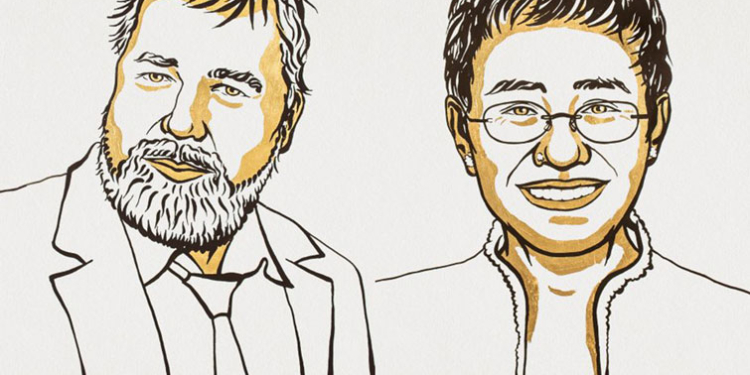 Нобелевская премия мира присуждена  журналистам из Филиппин и России