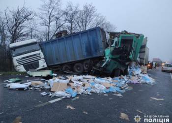 На Николаевщине фура врезалась в стоящую на обочине другую фуру – один водитель погиб, второй госпитализирован (ФОТО)