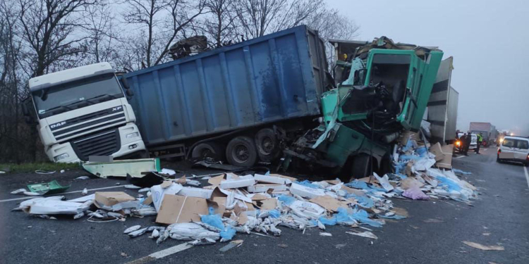 На Николаевщине фура врезалась в стоящую на обочине другую фуру – один водитель погиб, второй госпитализирован (ФОТО)