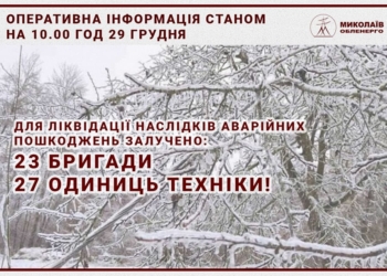 Энергетики работали всю ночь: в Николаевской области остаются обесточенными 19 населенных пунктов полностью и 11 – частично