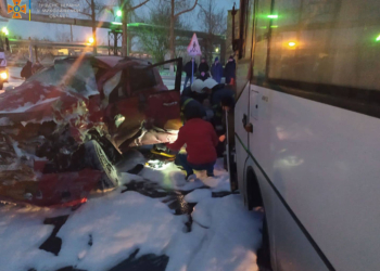 ДТП в Южноукраїнську: «зустрілися» дві «Тойоти» та автобус МАЗ – одна людина постраждала