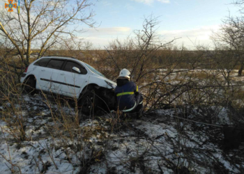 На Миколаївщині рятувальники витягнули з кювету Peugeot 307 (ФОТО)