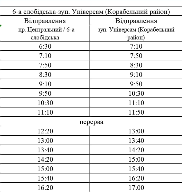 З понеділка у Миколаєві почне курсувати «зелений» автобус у Ракетне Урочище і оновились графіки у Корабельний район, Тернівку та Кульбакіно (РОЗКЛАД) 4