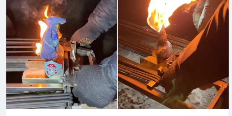 ДжаВолынь. В Луцке народный умелец сделал катапульту для коктейлей Молотова (ВИДЕО)