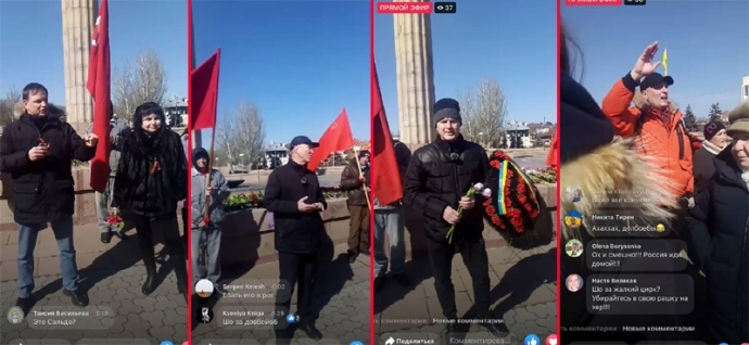 В Херсоне многотысячный митинг в День освобождения от фашистов, новые оккупанты стреляют, рядом кучка колаборантов с флагами СССР (ФОТО, ВИДЕО)