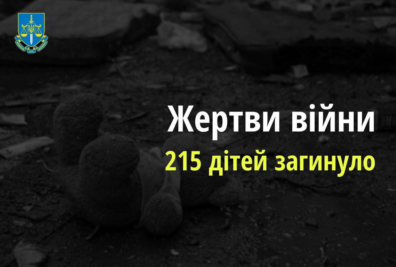 З початку повномасштабної російської агресії в Україні загинуло 215 дітей