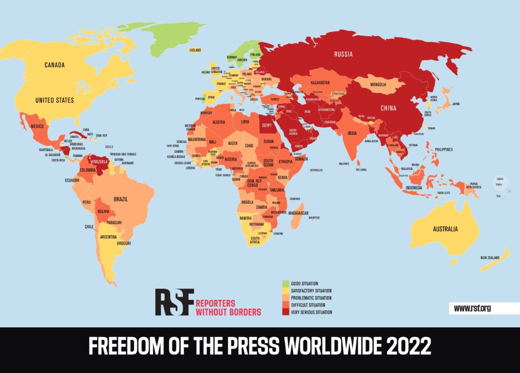 У рейтингу свободи преси Україна опустилася на 9 позицій 1