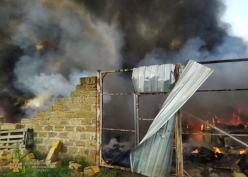 У Миколаєві внаслідок обстрілу спалахнув склад з запчастинами та автомобілями під розбирання (ФОТО, ВІДЕО)