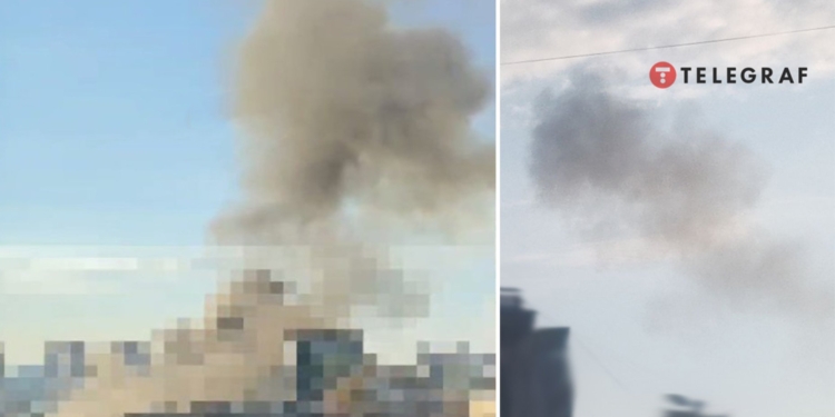 Ракетный удар по Киеву, в центре горит жилой дом (ВИДЕО)