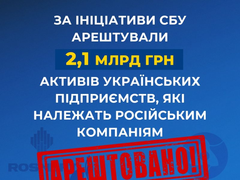 За ініціативи СБУ арештовано 2,1 млрд грн активів українських компаній, які належать російським «Газпрому», «Роснєфті» та «Росатому»
