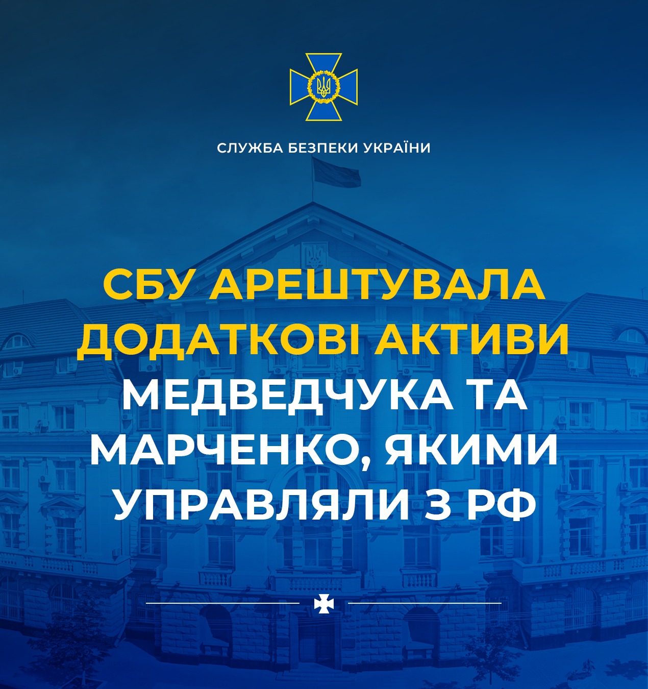 Заарештовано додаткові активи Медведчука та Марченко, якими управляли з рф
