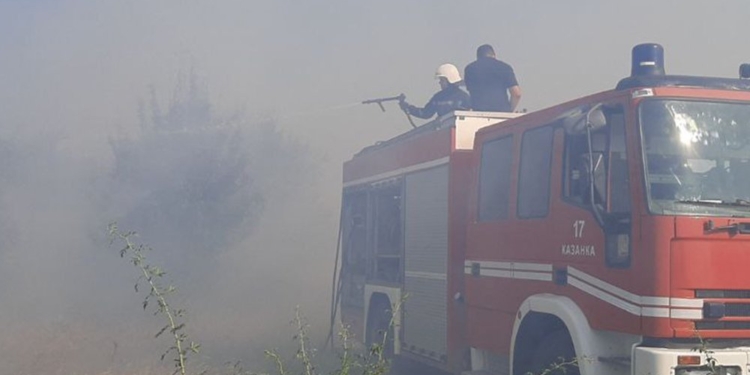 Велика пожежа сухої трави в Центральному районі м. Миколаєва виникла через обстріл (ФОТО)