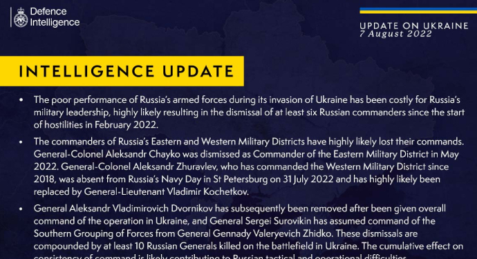 Великі втрати генералів в Україні посилюють проблеми рф у війні – британська розвідка
