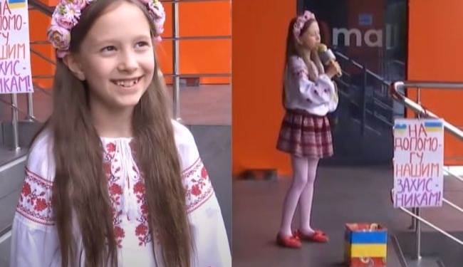 8-річна українка усе літо співає просто неба та збирає кошти для ЗСУ (ВІДЕО)