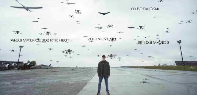 Федоров показав Армію дронів з майже 500 безпілотників у польоті (ВІДЕО)