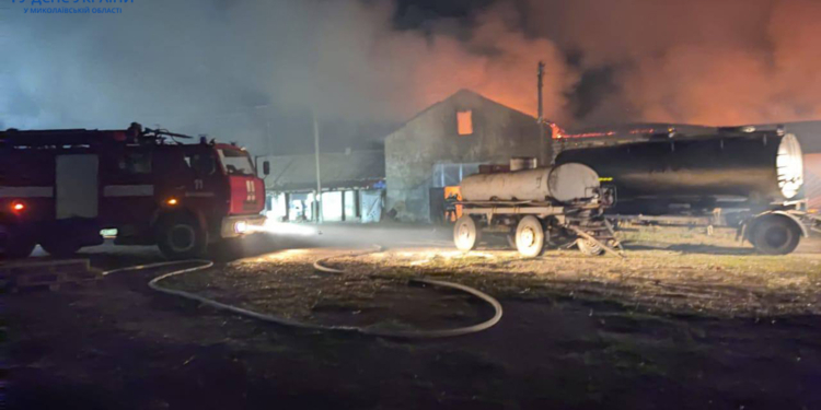 Через російські обстріли Березнегуватської громади на Миколаївщині згоріли 5 тонн кормів для худоби