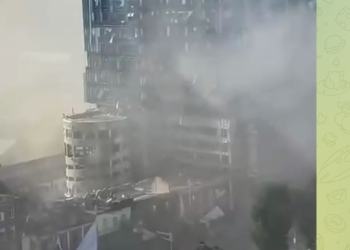 Наслідки удару по бізнес-центру в Києві (ВІДЕО)