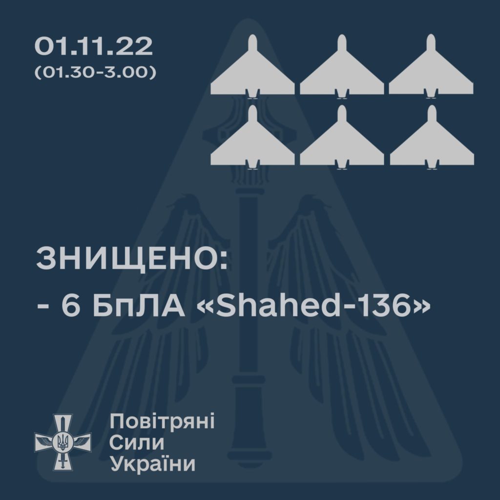 Вночі в центрі України збито 6 дронів-камікадзе "Shahed-136" 1