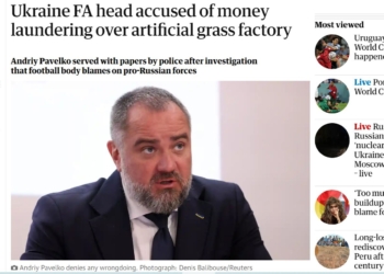 Президента УАФ Павелко звинувачують у шахрайстві та відмиванні грошей, пов’язаних із будівництвом заводу зі штучної трави, – The Guardian