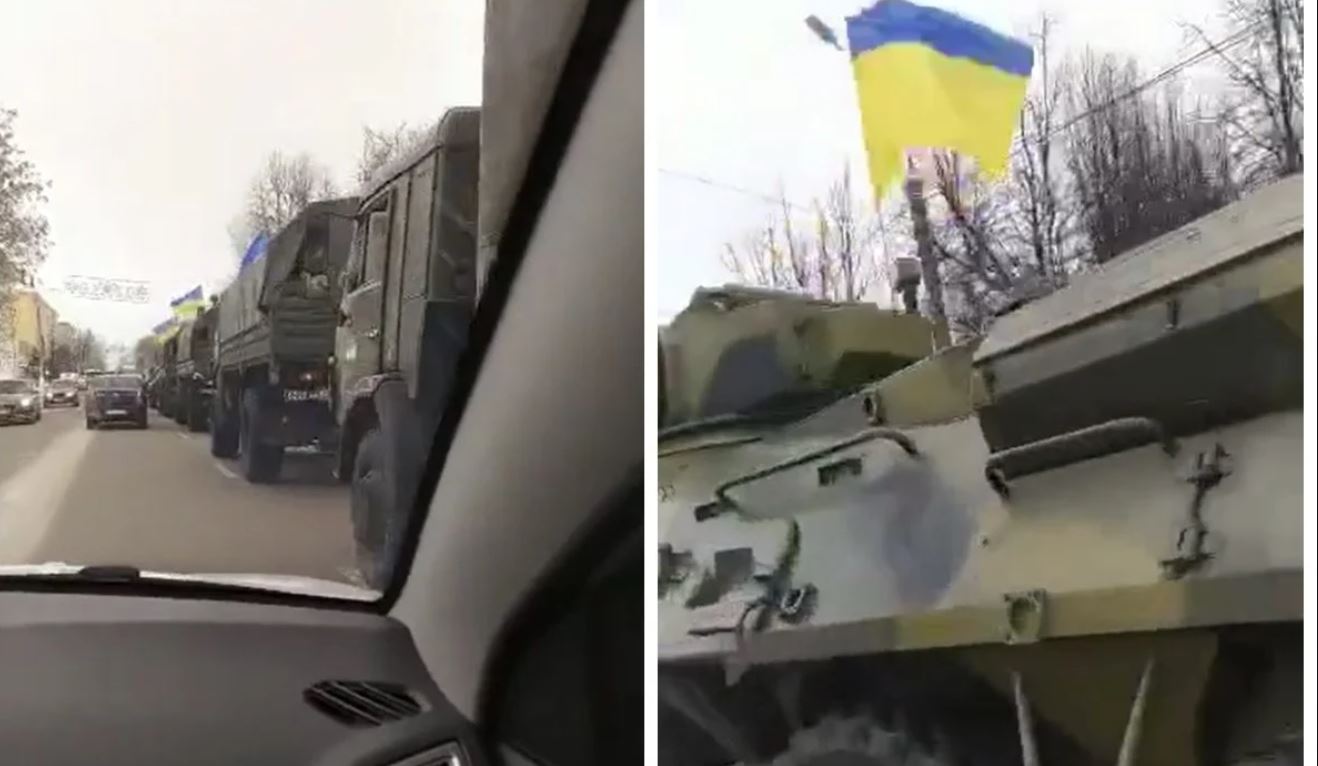 У Тверській області місцевих настрашила колона військової техніки з прапорами України. Що це було? (ВІДЕО)