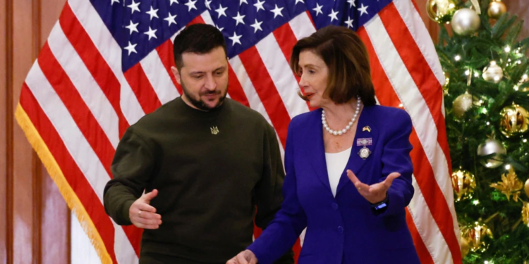 Зеленський передав Конгресу прапор з Бахмута – йому подарували прапор США (ФОТО) 