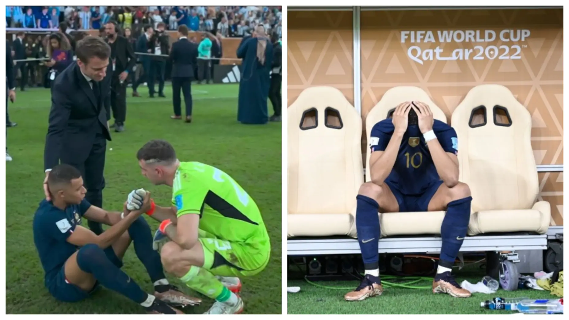 Французького форварда Мбаппе, який забив 3 гола в матчі з Аргентиною, заспокоював Макрон – просто на полі (ФОТО)