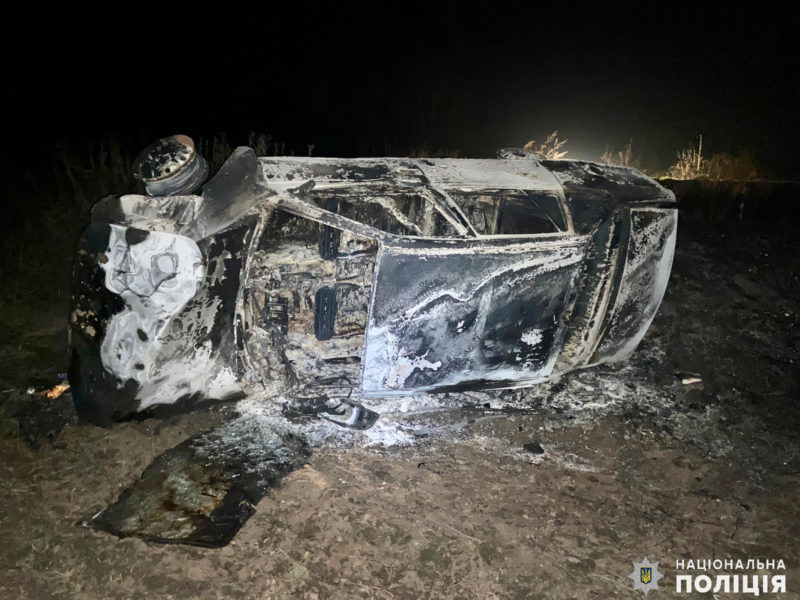 В ДТП на Миколаївщині травмувався водій, автівка згоріла (ФОТО)