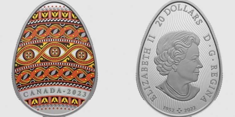 В Канаді випустили срібну монету у вигляді писанки, але з королевою Єлизаветою ІІ (ФОТО)