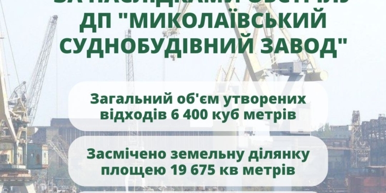 Обстрілами Миколаївського суднобудівного заводу росіяни завдали шкоди довкіллю на майже 960 млн.грн.