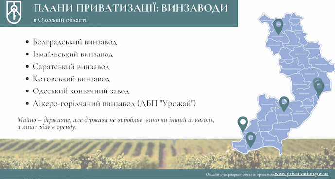 Зразу 6 винзаводів на Одещині виставляють на приватизацію