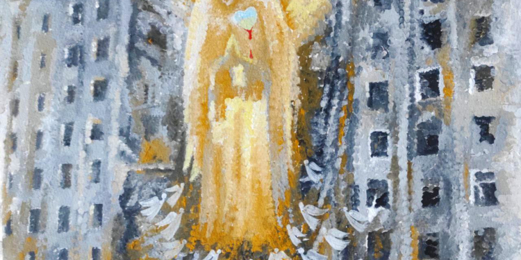 «Діти війни» і «Памʼяті загиблих у Миколаєві. Миколаївська ОДА»: дві картини юного художника з Миколаєва побачать в Києві (ФОТО)