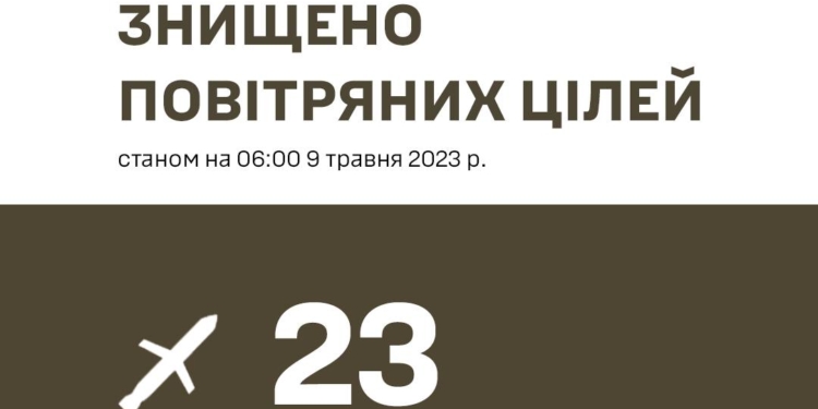 Із 25 запущених росіянами в ніч на 9 травня ракет українська ППО знищила 23 – Залужний