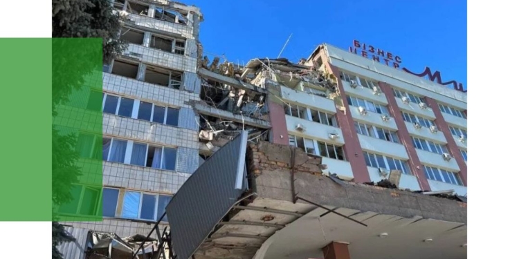 Шкода довкіллю внаслідок влучання російської ракети в готель «Миколаїв» в місті Миколаєві перевищила 413 млн.грн.