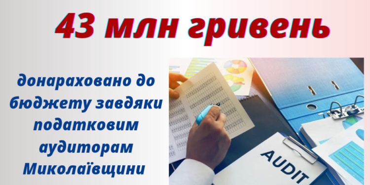 Податкові аудитори Миколаївщини донарахували до бюджету додатково 43 млн гривень