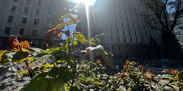 Держекоінспекція обстежила територію навколо зруйнованої російською ракетою будівлі Миколаївської ОВА – підрахунки шкоди довкіллю будуть пізніше (ФОТО)