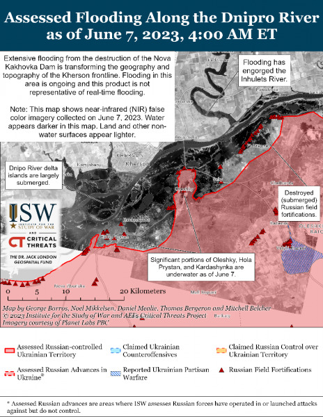 Як змінилась прифронтова ділянка на Херсонщині після підриву ГЕС - за даними ISW (ФОТО) 1