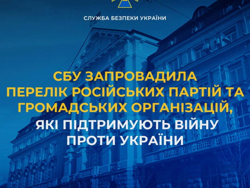СБУ запровадила перелік заборонених російських партій та громадських організацій, які підтримують війну проти України