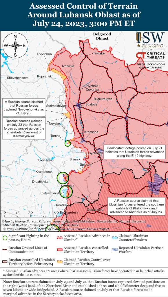 Звіт ISW: окупанти незначно просунулись на південь від Кремінної, ЗСУ - на 1,7 км до північно-східної околиці Роботиного 2